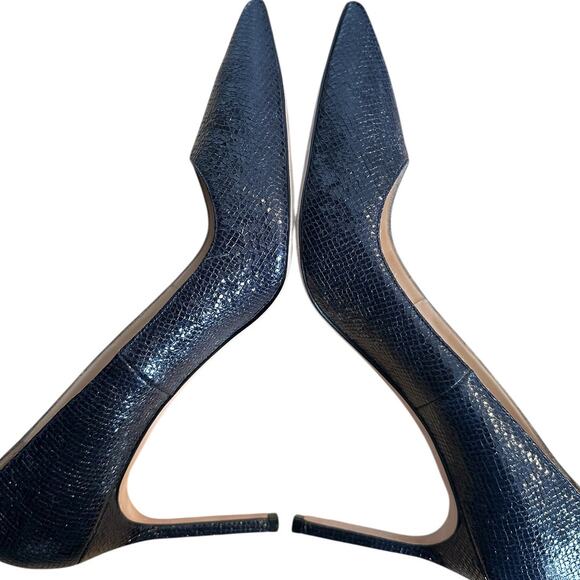 Manolo Blahnik BB 90 Navy Blue Leather Pointed Toe High Heel Pump 40 - Picture 5 of 11